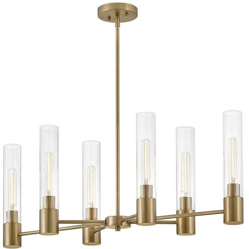 Shea 6 Light 34 inch Lacquered Brass Chandelier Ceiling Light
