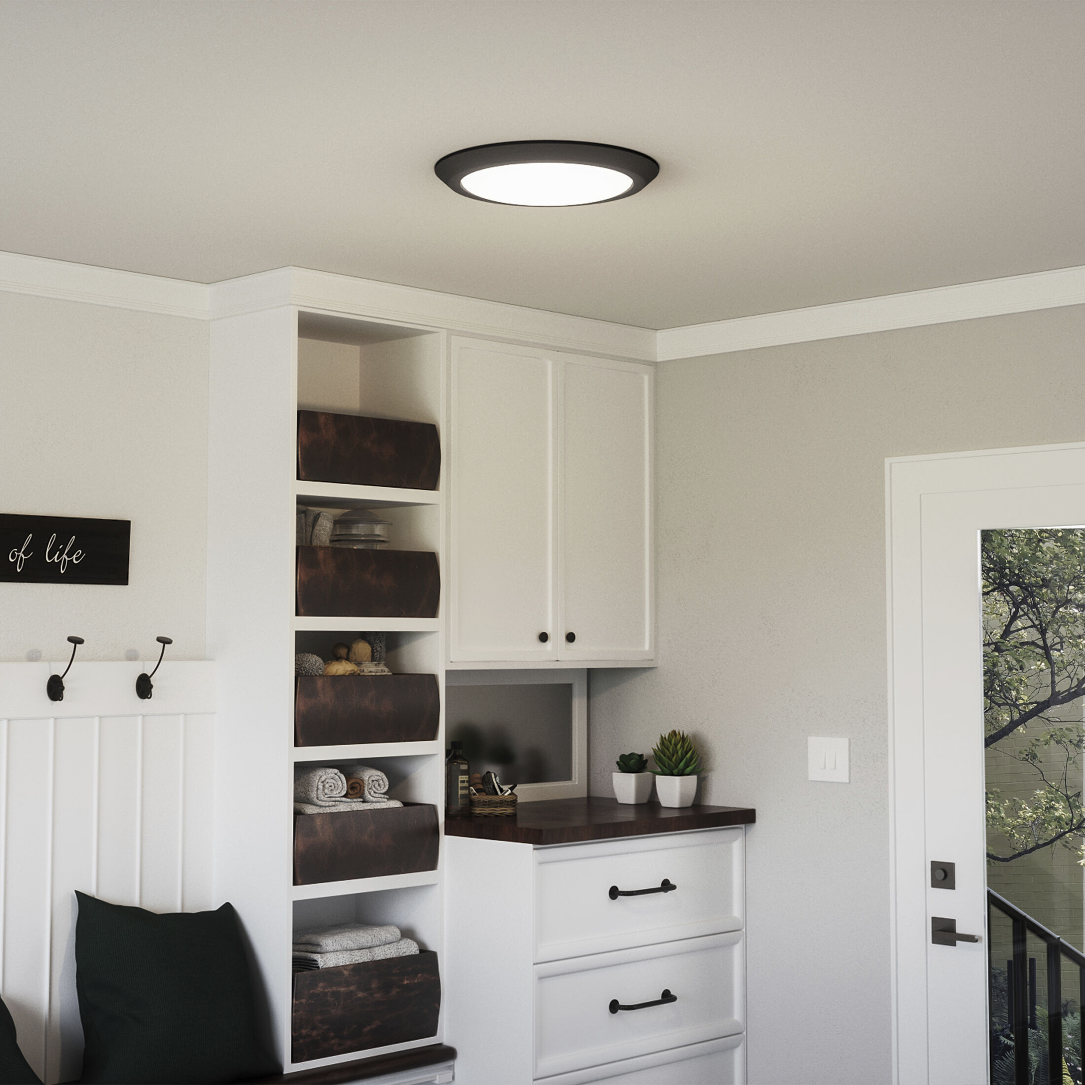 Verge 20 inch Earth Black Flush Mount Ceiling Light