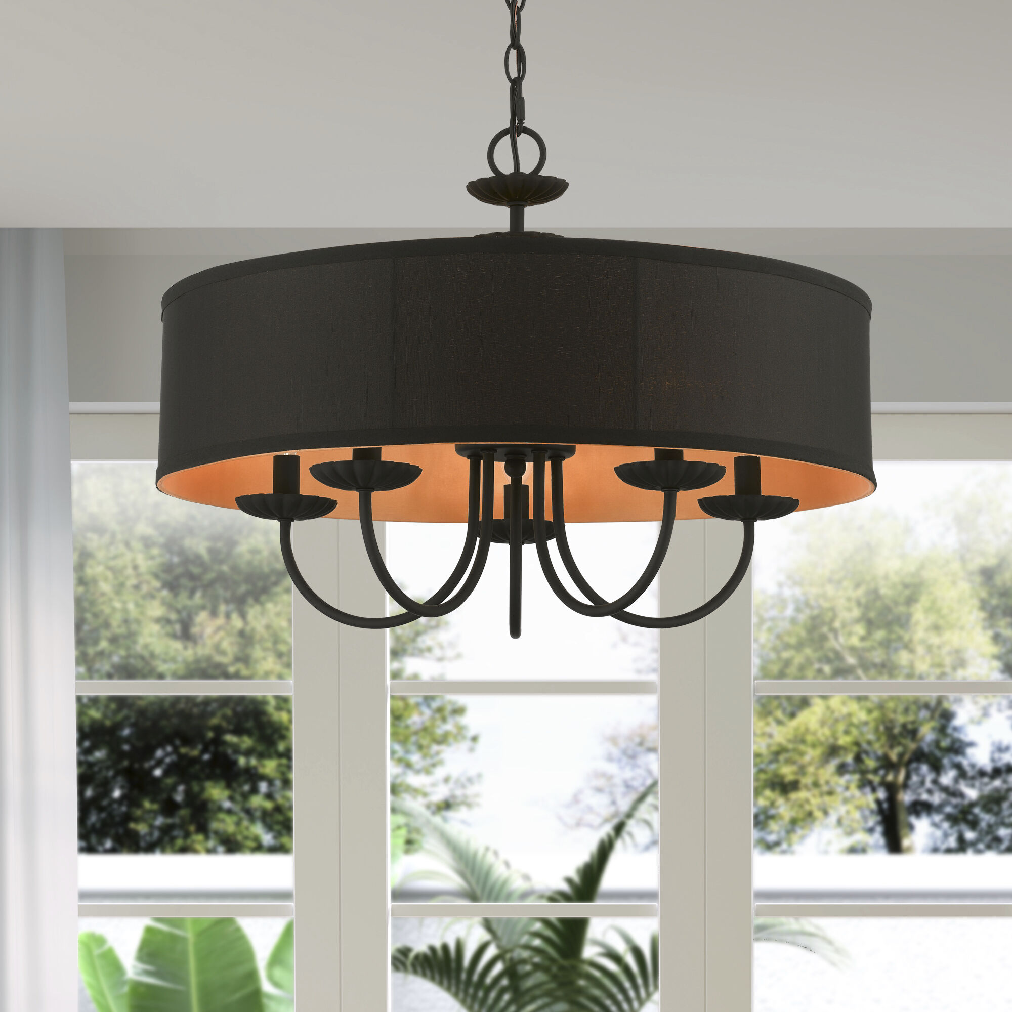 Winchester 5 Light 23 inch Black Pendant Chandelier Ceiling Light