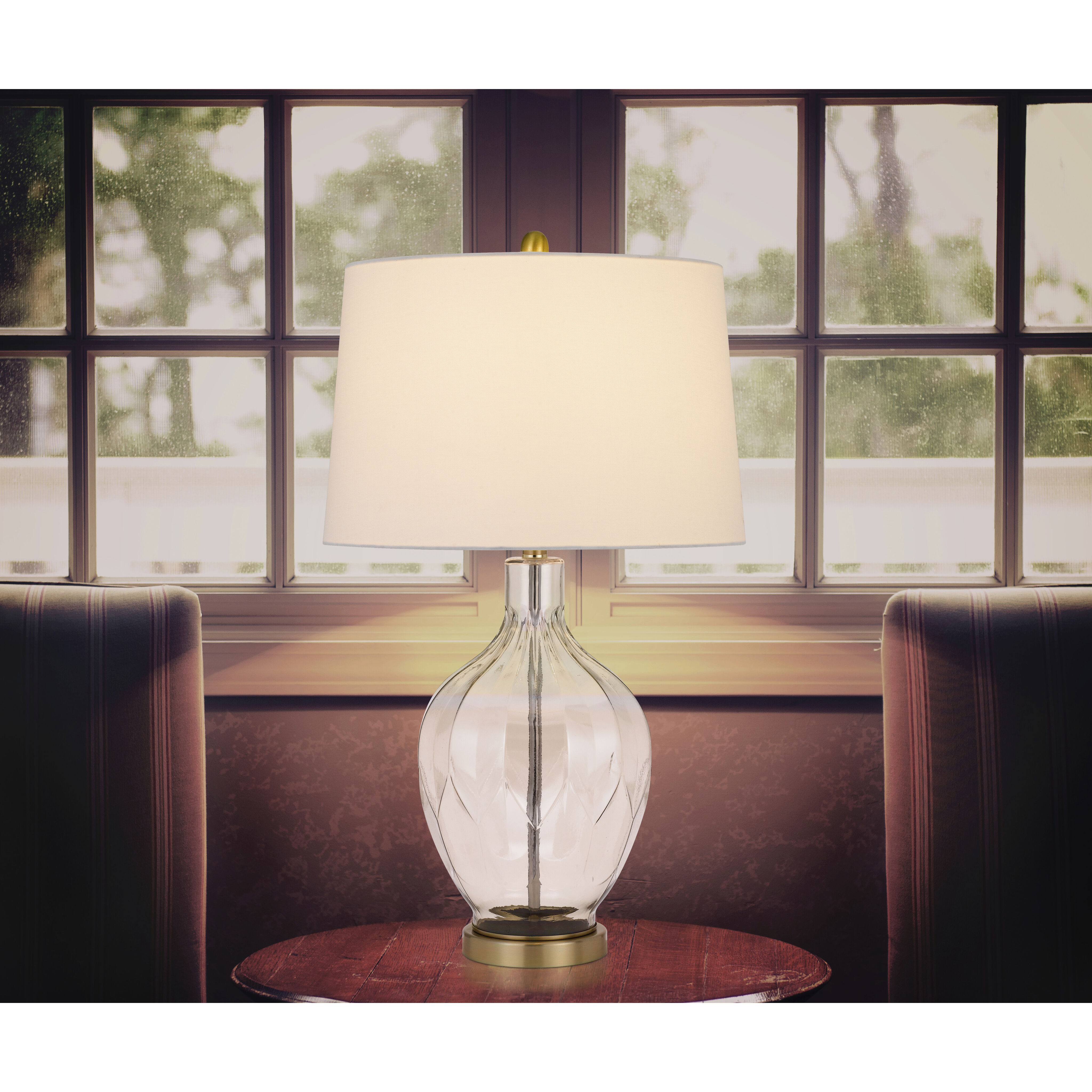 Bancroft 30 inch 150.00 watt Clear/Antique Brass Table Lamp Portable Light