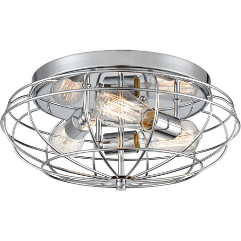 Austere Muselet 3 Light 15 inch Polished Chrome Flush Mount Ceiling Light, Austere