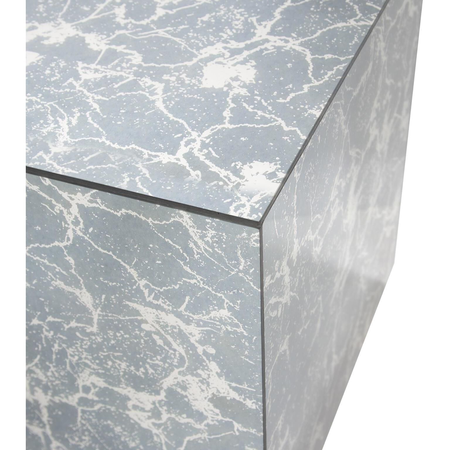 Paxton 17 X 16 inch Antiqued Marbled Glass with Antique Silver Trim Side Table