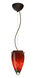 Juli 1 Light Bronze Pendant Ceiling Light in Garnet Glass, Incandescent