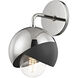 Emma 1 Light 6 inch Polished Nickel Wall Sconce Wall Light in Polished Nickel and Black