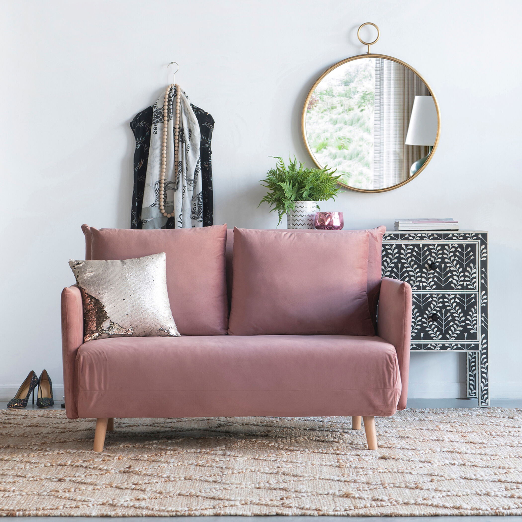 Dusky pink sofa throw store