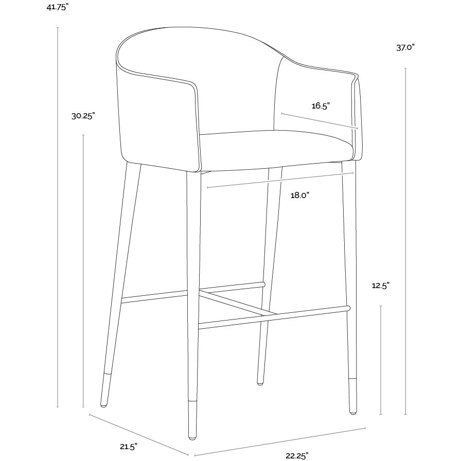 Kylin 41.75 inch Dillon Cream / Bravo Ash Barstool