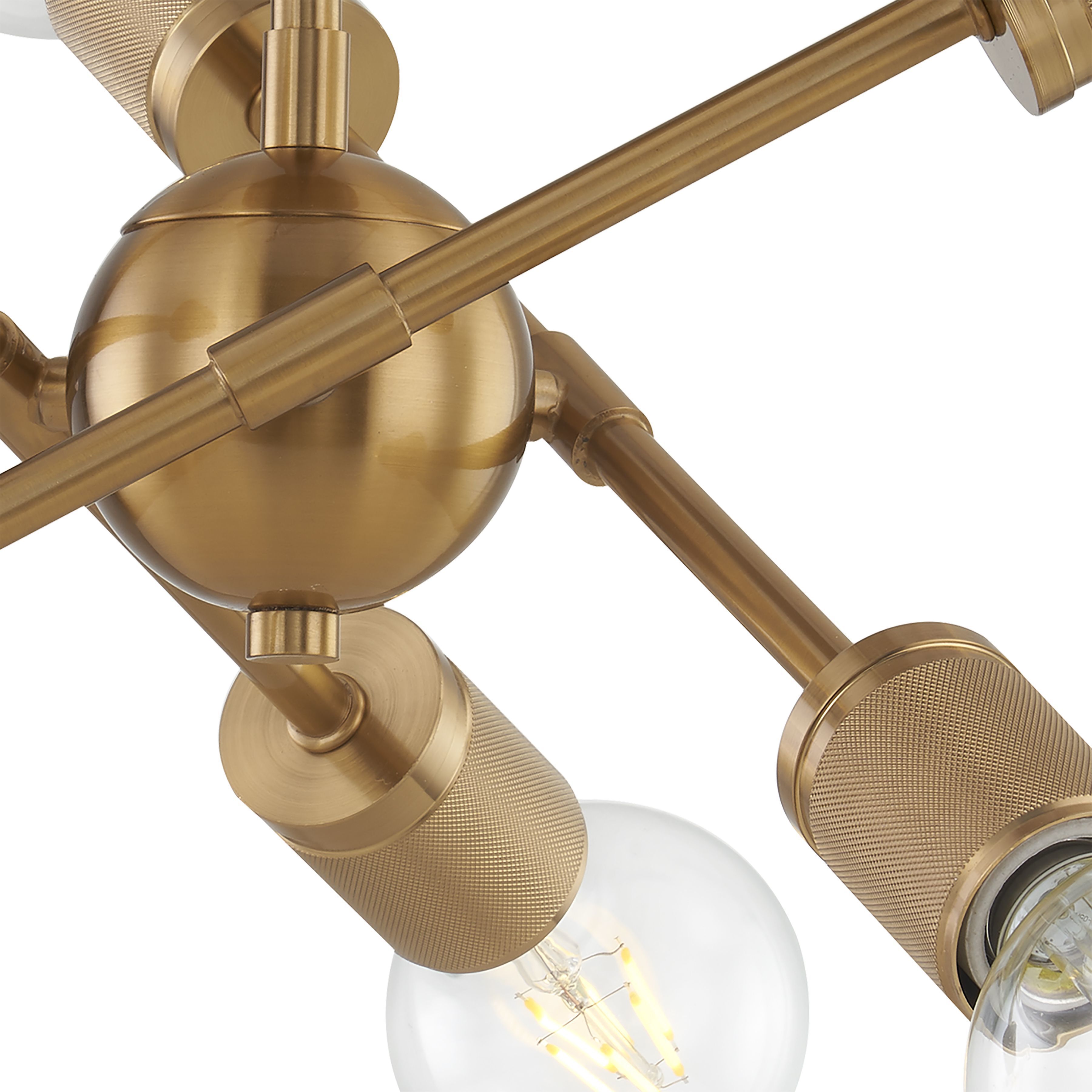 Module 6 Light 15 inch Burnished Brass Semi Flush Mount Ceiling Light