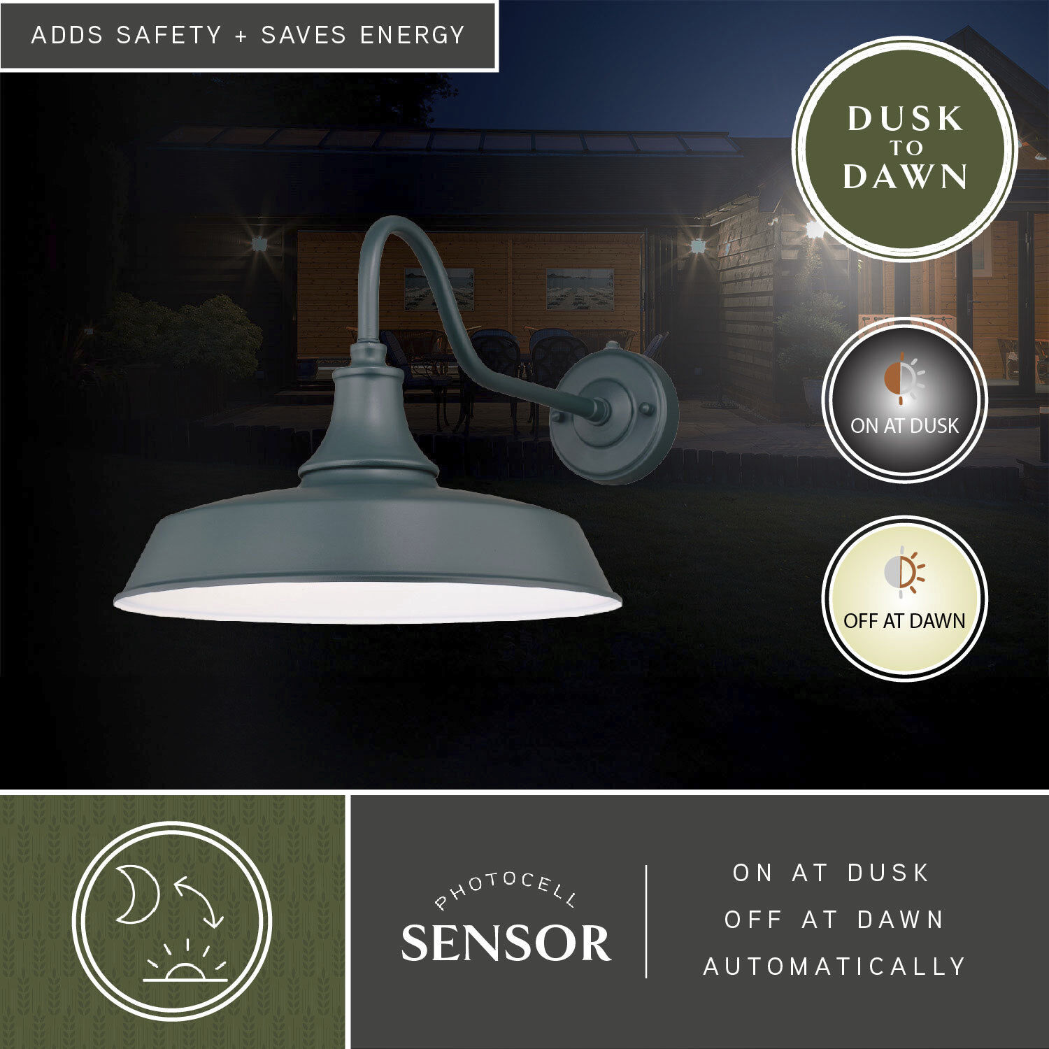 Dorado LED 12.25 inch Hunter Green and White Outdoor Wall