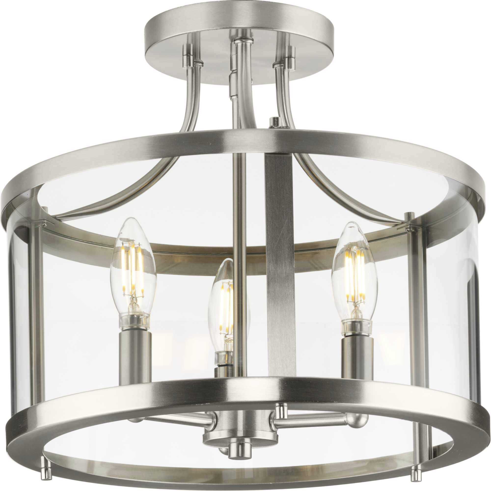 Gilliam 3 Light 13 inch Brushed Nickel Semi-Flush Mount Ceiling Light