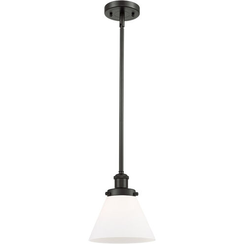 Ballston Large Cone LED 8 inch Oil Rubbed Bronze Pendant Ceiling Light in Matte White Glass, Ballston