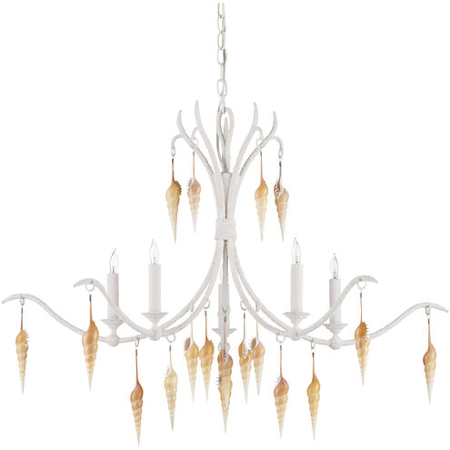 Arcachon 5 Light 39 inch Crushed Shell and Natural with Vanilla Chandelier Ceiling Light