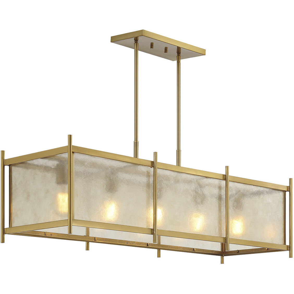 Jacobs 5 Light 40 inch Warm Brass Linear Chandelier Ceiling Light