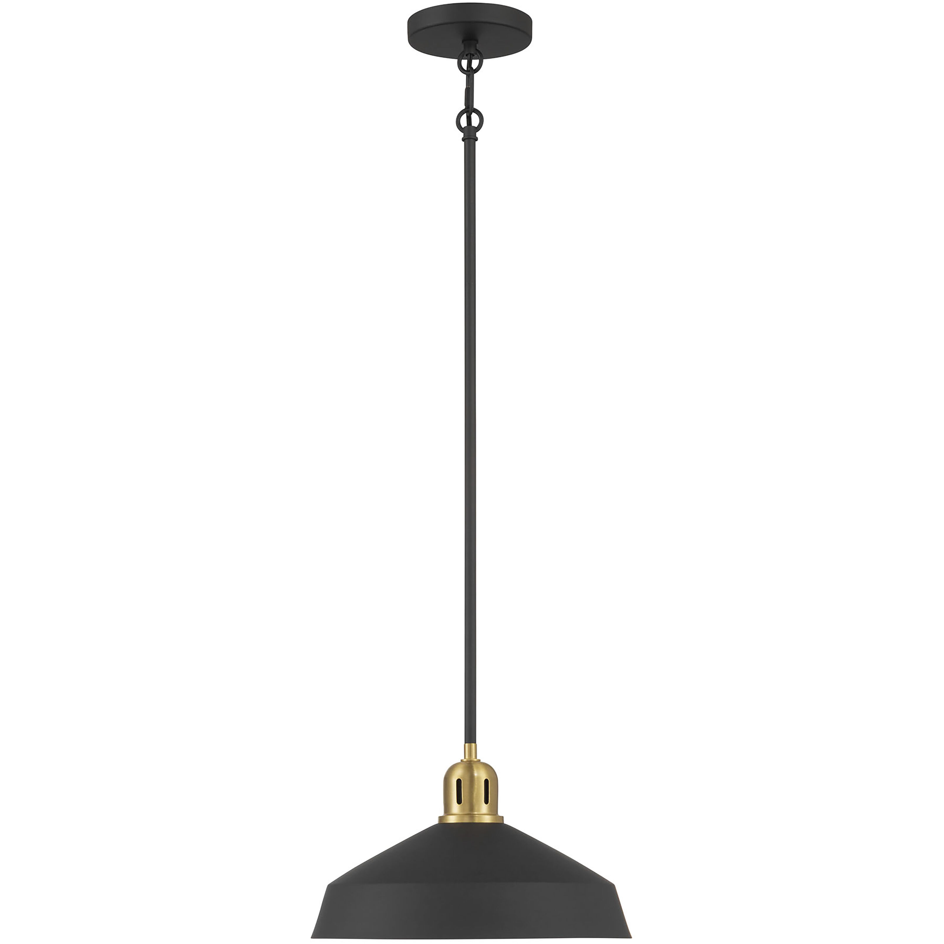 Axlen 1 Light 12 inch Matte Black and Vintage Brass Pendant Ceiling Light