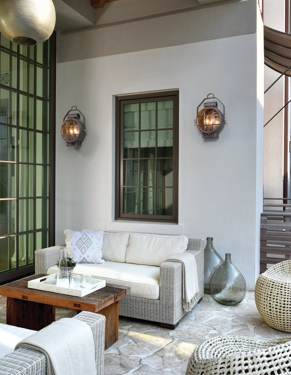 Point Lookout 2 Light 16.25 inch Aged Pewter Outdoor Wall Sconce