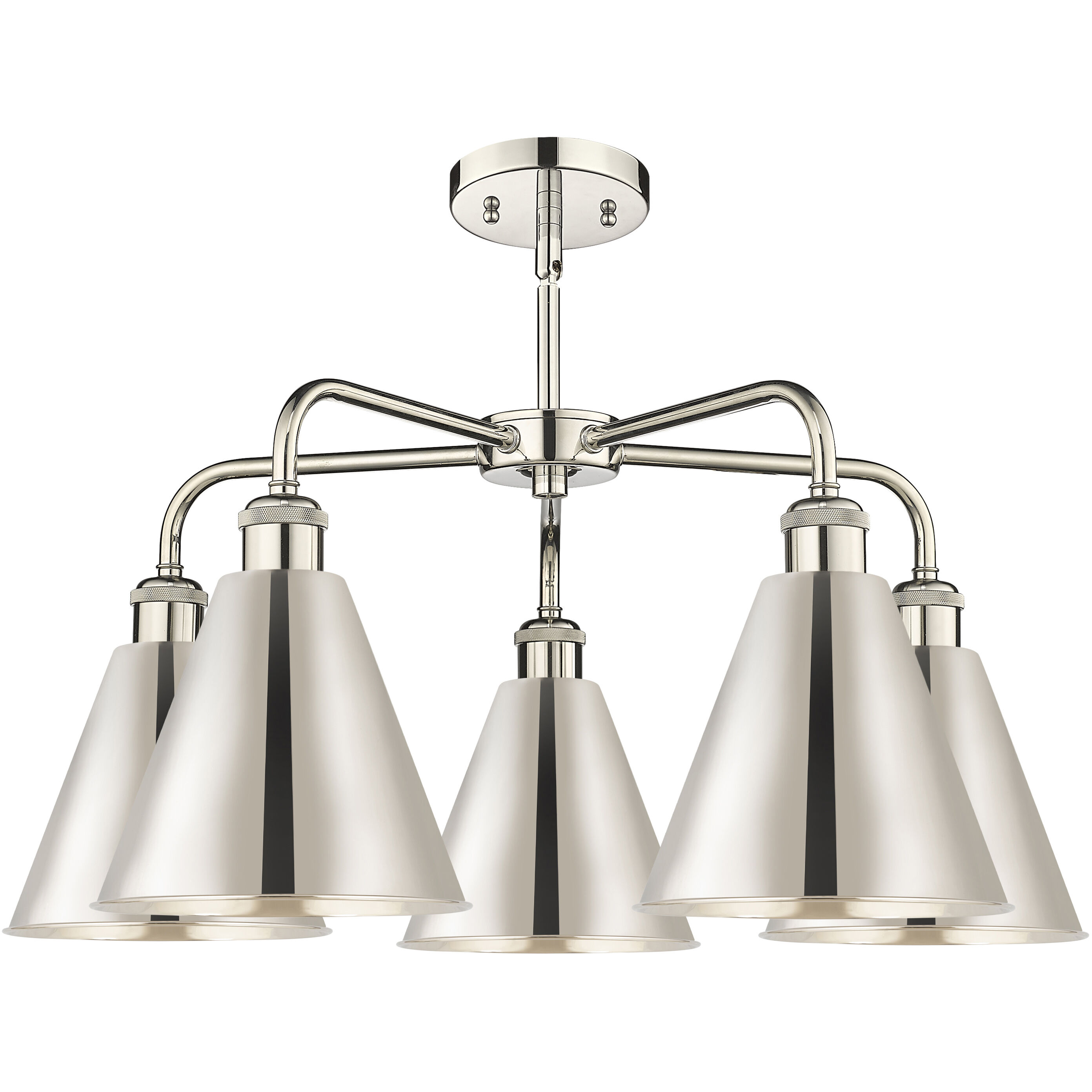 Ballston Cone 5 Light 26 inch Polished Nickel Chandelier Ceiling Light