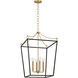 kate spade new york Carlyle 4 Light 21 inch Midnight Black / Burnished Brass Lantern Pendant Ceiling Light