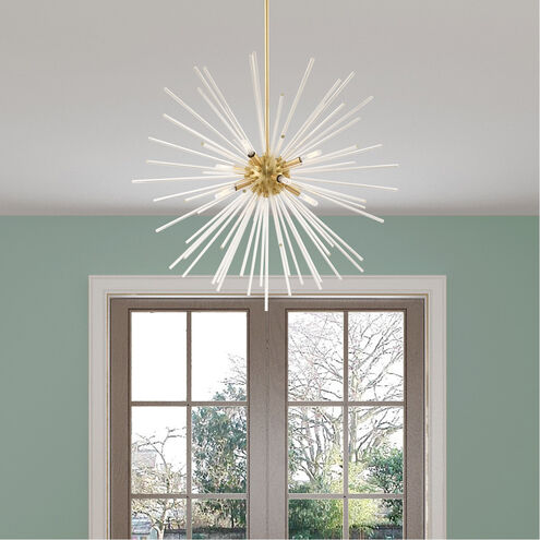 Utopia 8 Light 34 inch Satin Brass Pendant Chandelier Ceiling Light