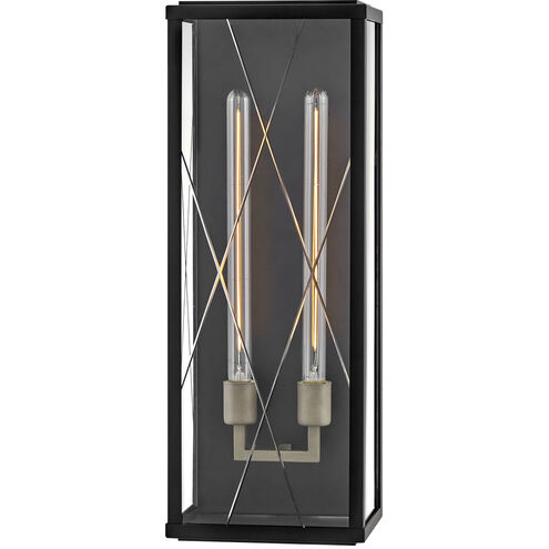 Monte 2 Light 25 inch Black with Burnished Bronze Outdoor Wall Mount