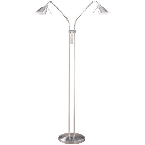 OSLO TWINS 55 inch 50.00 watt Satin Nickel Floor Lamp Portable Light