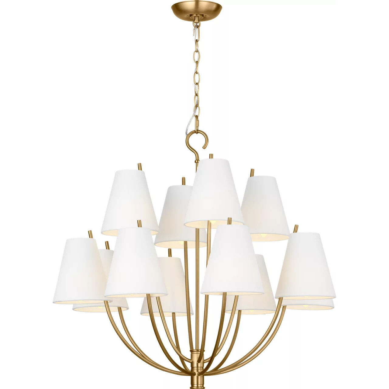C&M by Chapman & Myers Marina 12 Light 30 inch Burnished Brass Chandelier Ceiling Light