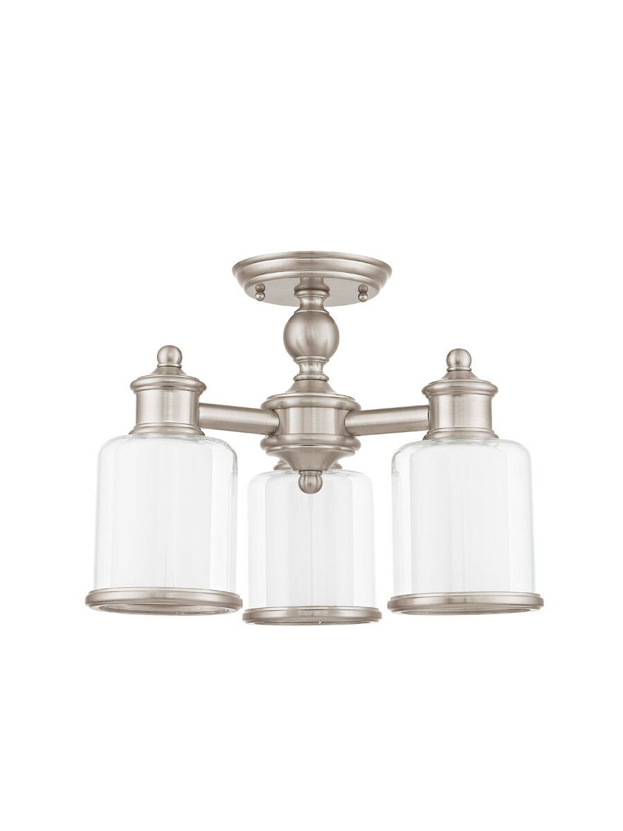 Middlebush 3 Light 16 inch Brushed Nickel Convertible Mini Chandelier/Ceiling Mount Ceiling Light