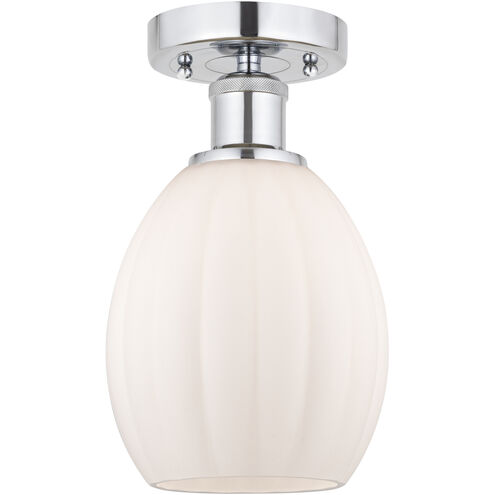 Edison Eaton 1 Light 6 inch Polished Chrome Semi-Flush Mount Ceiling Light in Matte White Glass