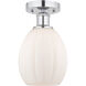 Edison Eaton 1 Light 6 inch Polished Chrome Semi-Flush Mount Ceiling Light in Matte White Glass