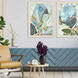 Aqua Leaf Blue and Green and Turquoise and Yellow Framed Art