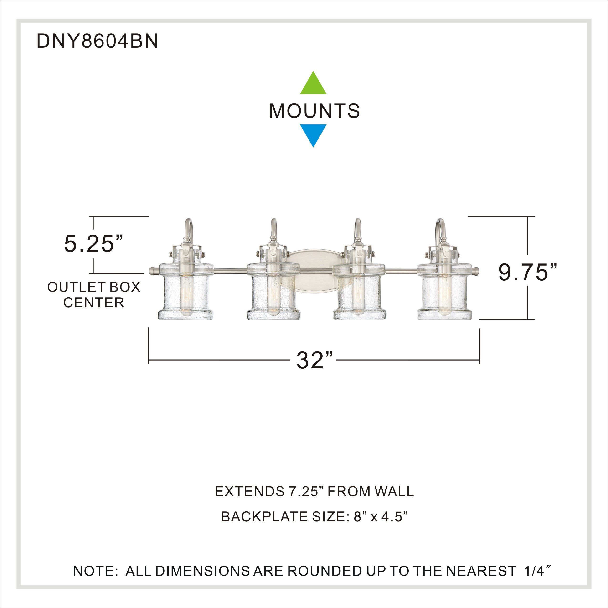 Danbury 4 Light 32 inch Brushed Nickel Bath Light Wall Light
