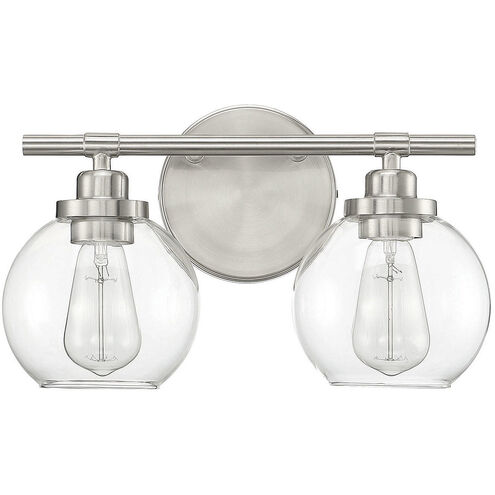 Carson 2 Light 14 inch Satin Nickel Bathroom Vanity Light Wall Light, Essentials