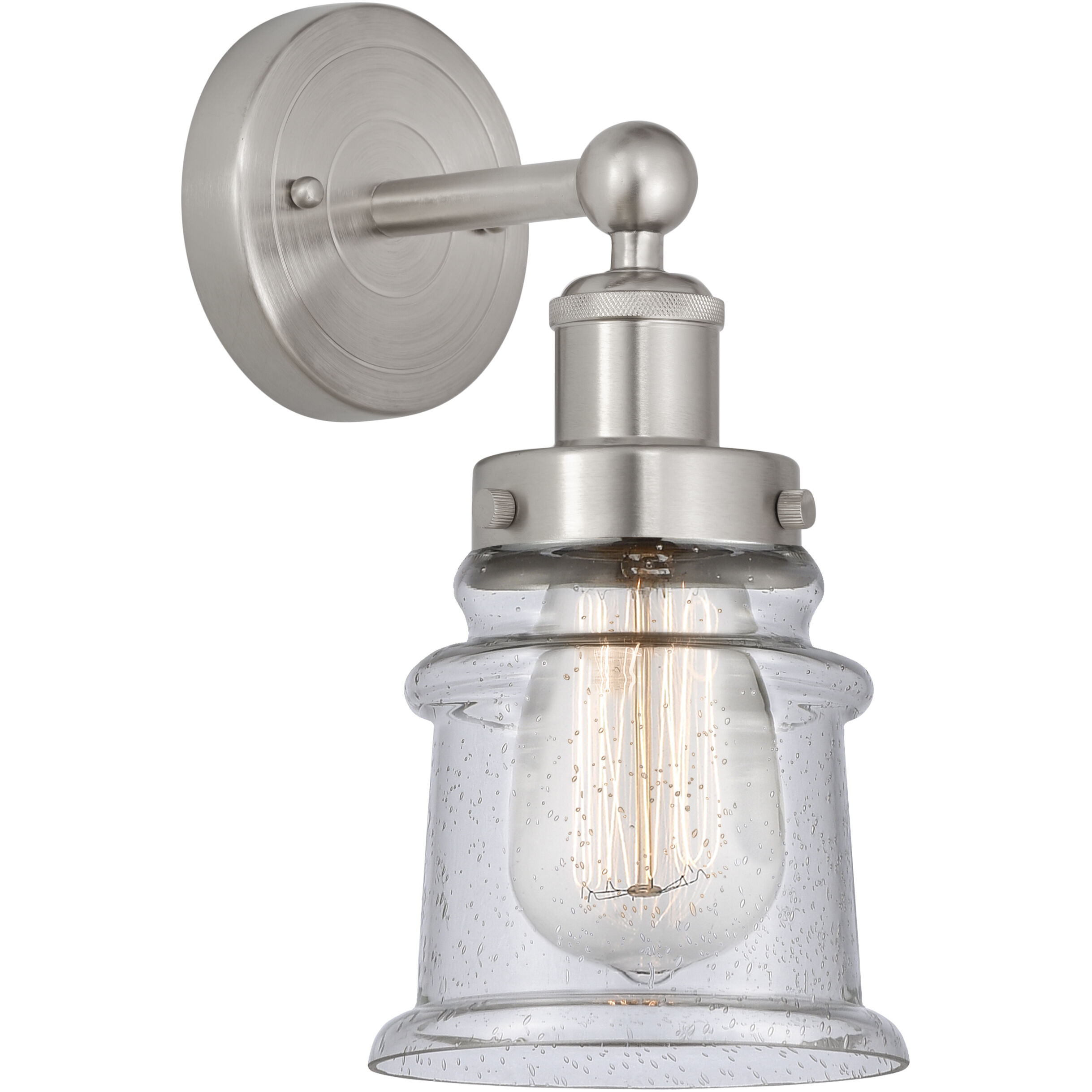Edison Canton 1 Light 5 inch Brushed Satin Nickel Sconce Wall Light in Seedy Glass
