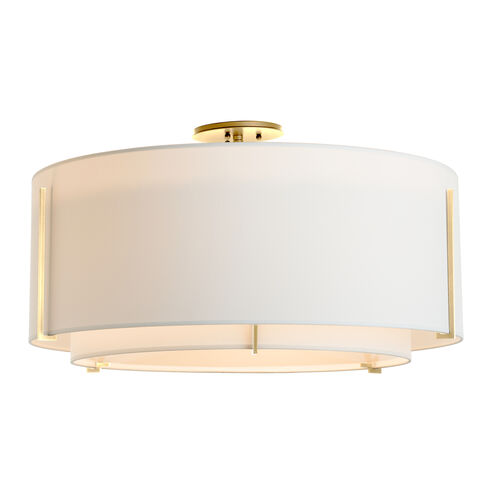 Exos 3 Light 29.3 inch Modern Brass Semi-Flush Ceiling Light in Natural Anna, Large
