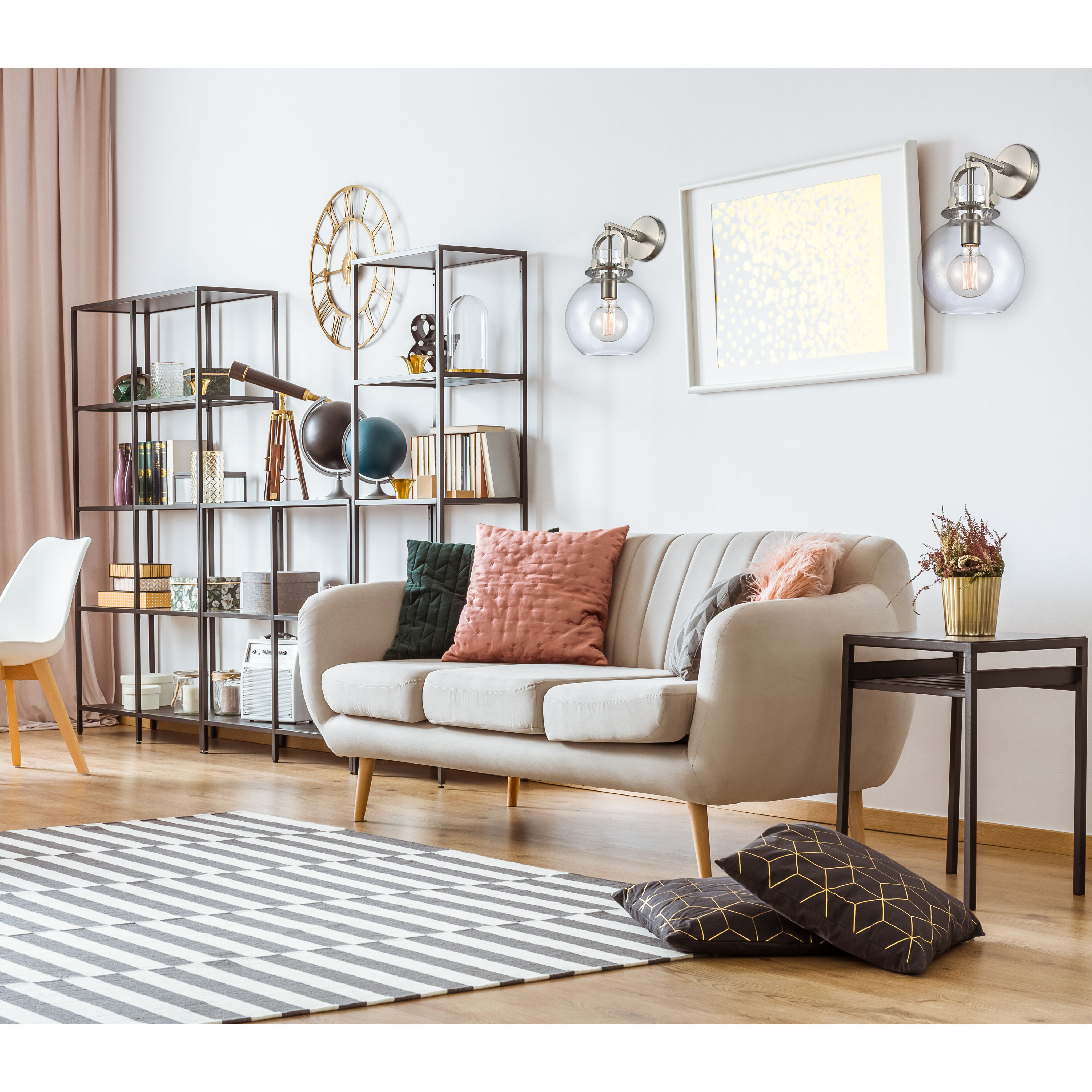 Restoration Newton 1 Light 8 inch Brushed Satin Nickel Sconce Wall Light, Restoration