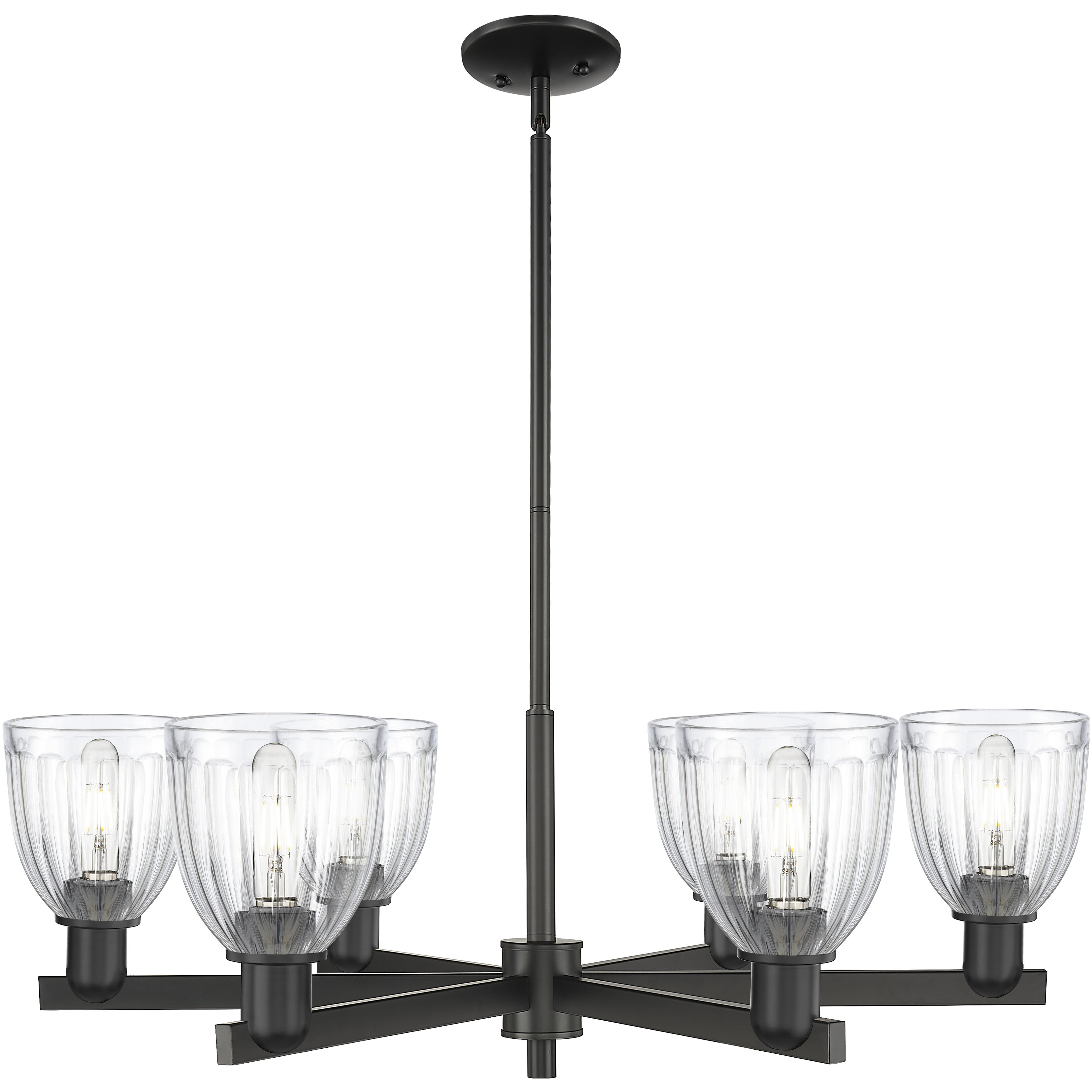 Arcadia Brookfield 6 Light 35.5 inch Matte Black Chandelier Ceiling Light
