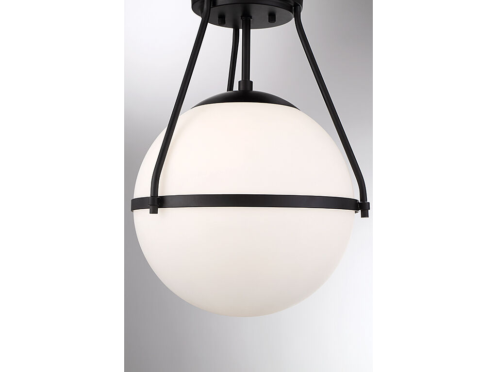 Mid-Century Modern 1 Light 13.25 inch Matte Black Semi-Flush Ceiling Light