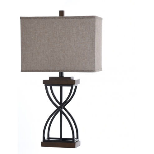 Signature 31 inch 100 watt Black Wood Table Lamp Portable Light