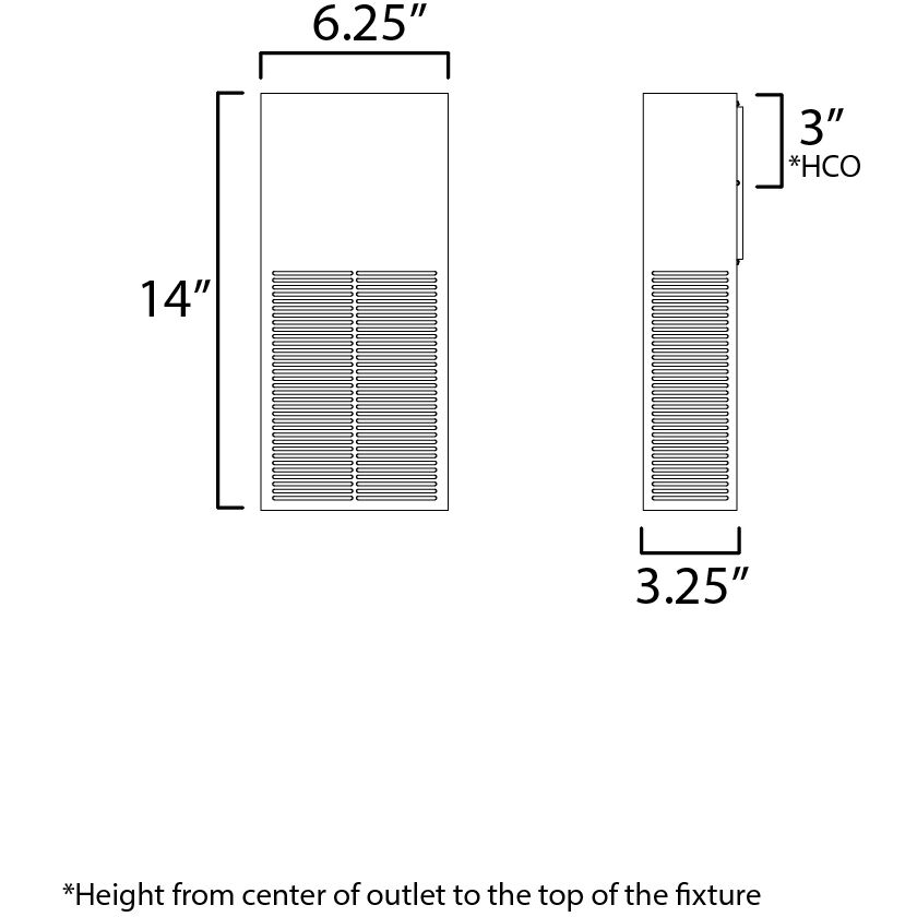 Grate LED 14 inch Black Outdoor Wall Mount