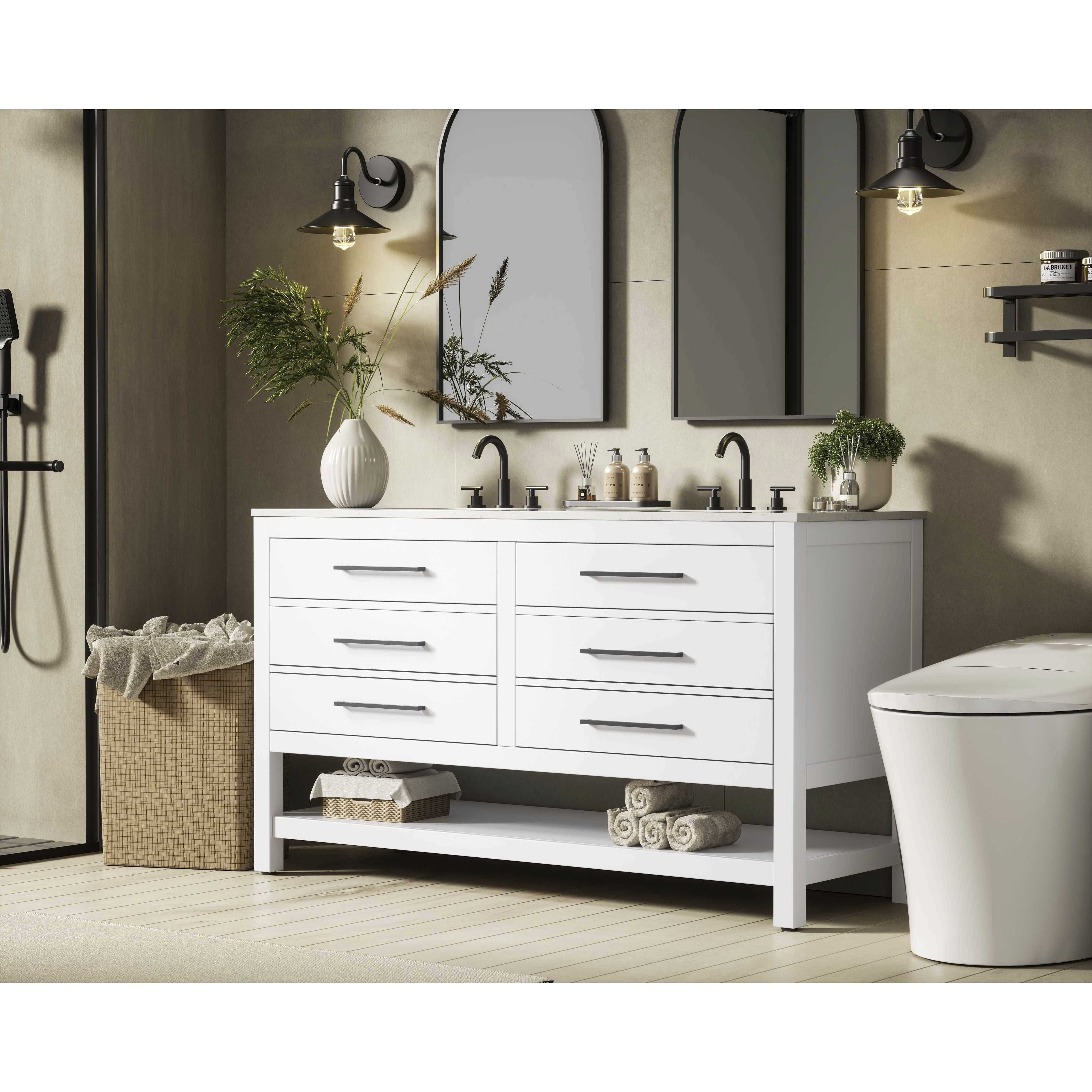 Karson 60 X 34 inch White Bathroom Vanity Cabinet
