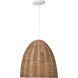 Sean Lavin Norman Pendant Ceiling Light in Matte White with Blonde Rattan