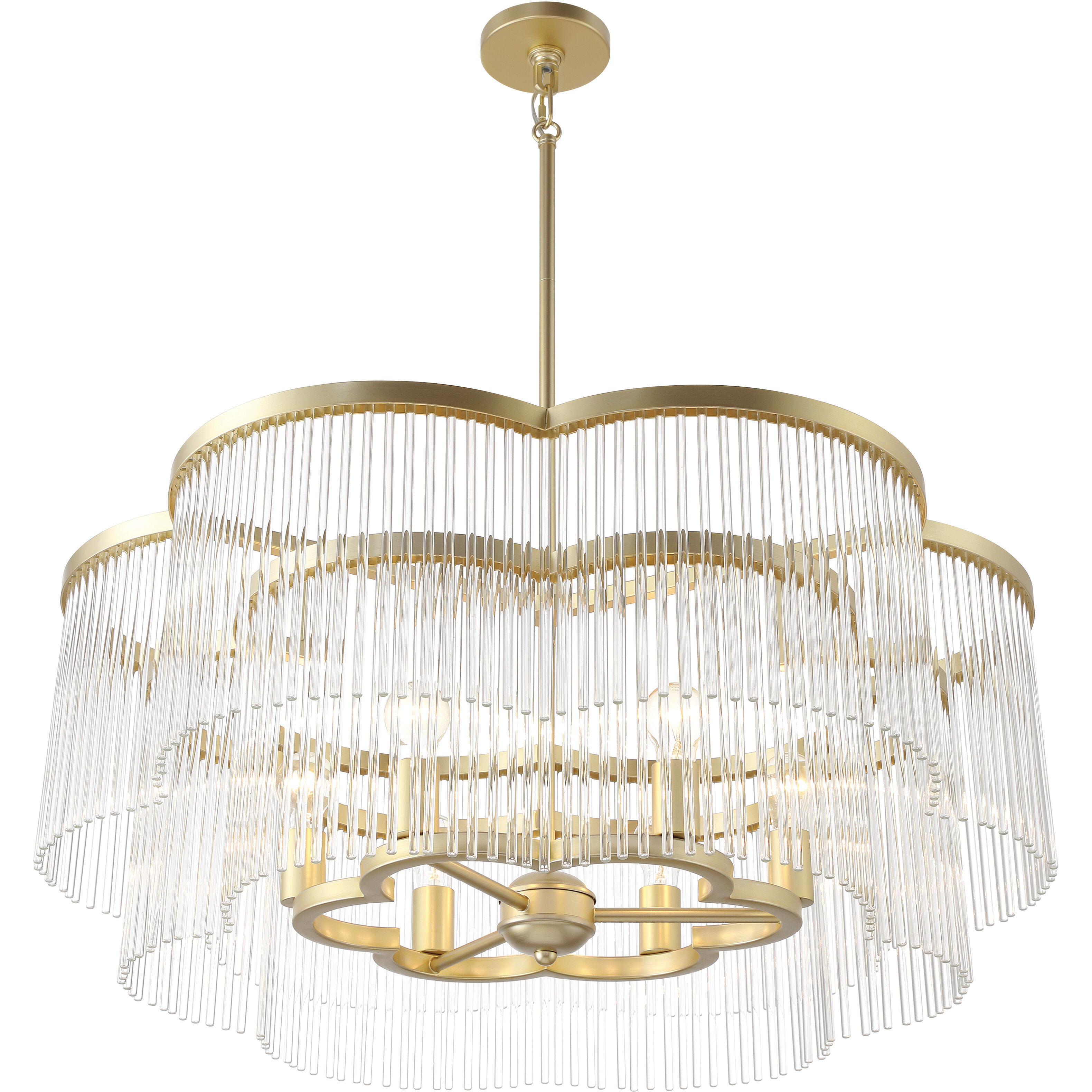Azura 6 Light 34 inch Heirloom Brass Scalloped Pendant Ceiling Light