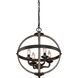 Fusion 4 Light 17 inch Rustic Black Foyer Piece Ceiling Light, Naturals