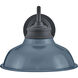 Wallace Outdoor Barn Light in Museum Black with Denim Blue, Gooseneck