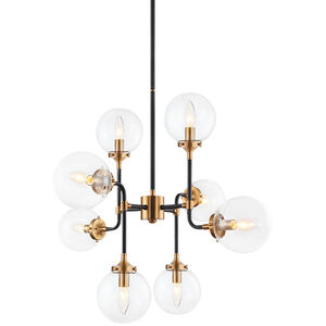 Particles 8 Light 30 inch Aged Gold Brass Pendant Ceiling Light in Aged Gold Brass and Clear