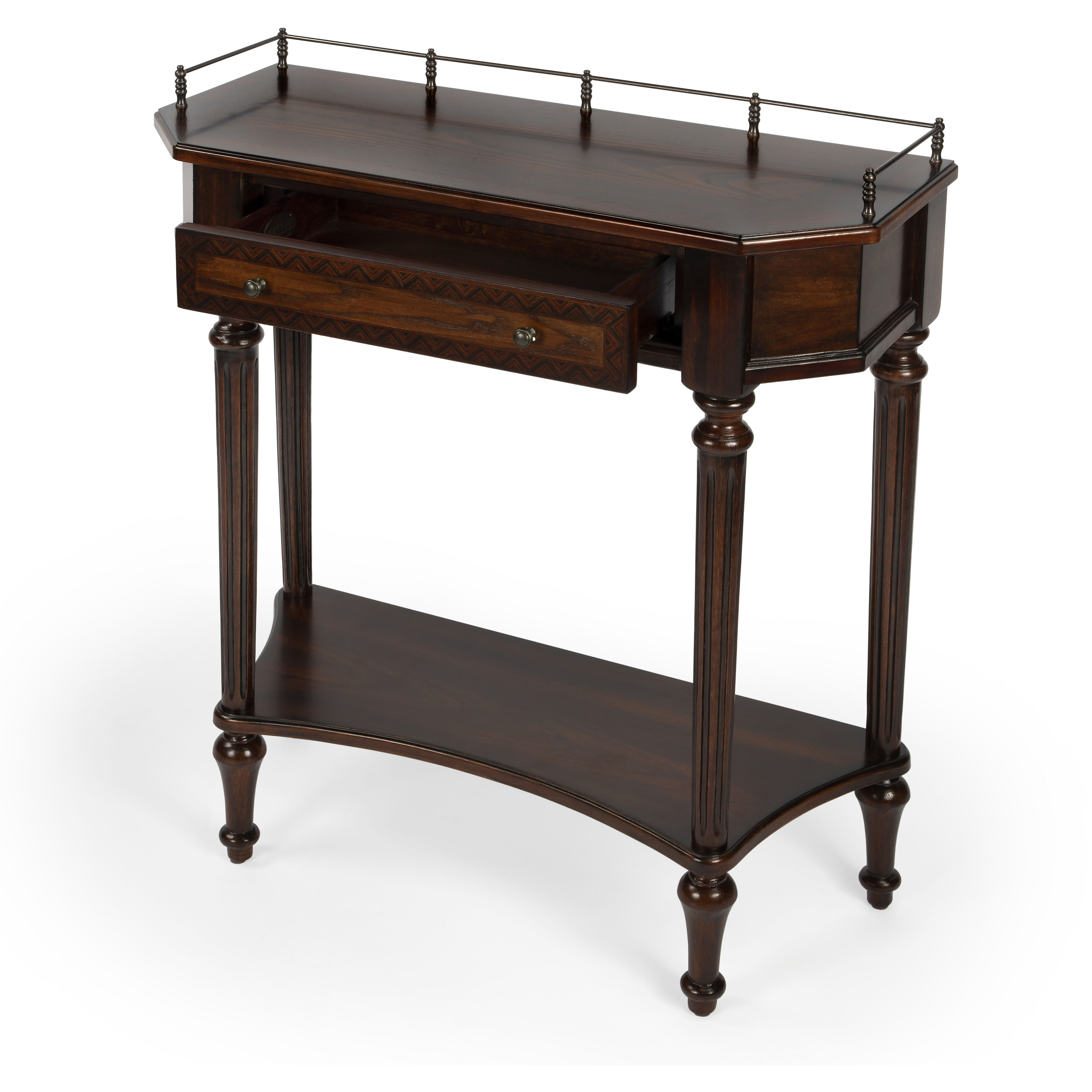 Charleston One Drawer Console Table in Dark Brown