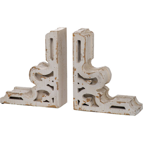 Kawan 8 X 3 inch Distressed White Book Ends, Set of 2