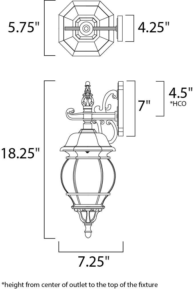 Crown Hill 1 Light 18 inch Black Outdoor Wall Mount 