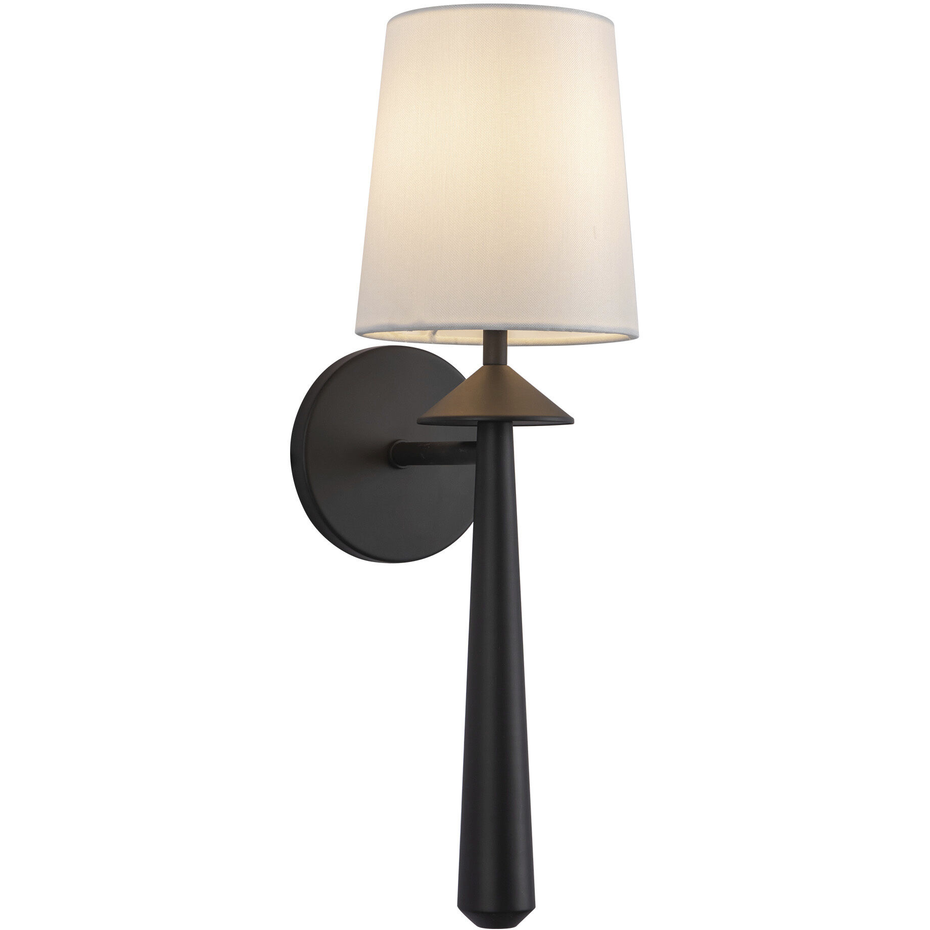 Alora Mood Bridgette Wall/Vanity Light Wall Light in Matte Black, White Linen Shade