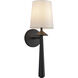 Alora Mood Bridgette Wall/Vanity Light Wall Light in Matte Black, White Linen Shade