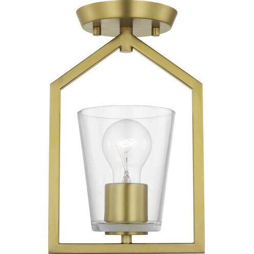 Vertex 1 Light 5 inch Brushed Gold Semi-Flush Mount Ceiling Light