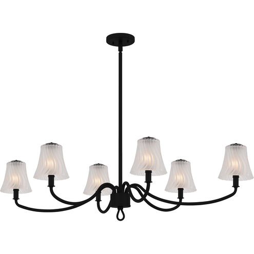McKinney 6 Light 44 inch Matte Black Linear Chandelier Ceiling Light, Medium